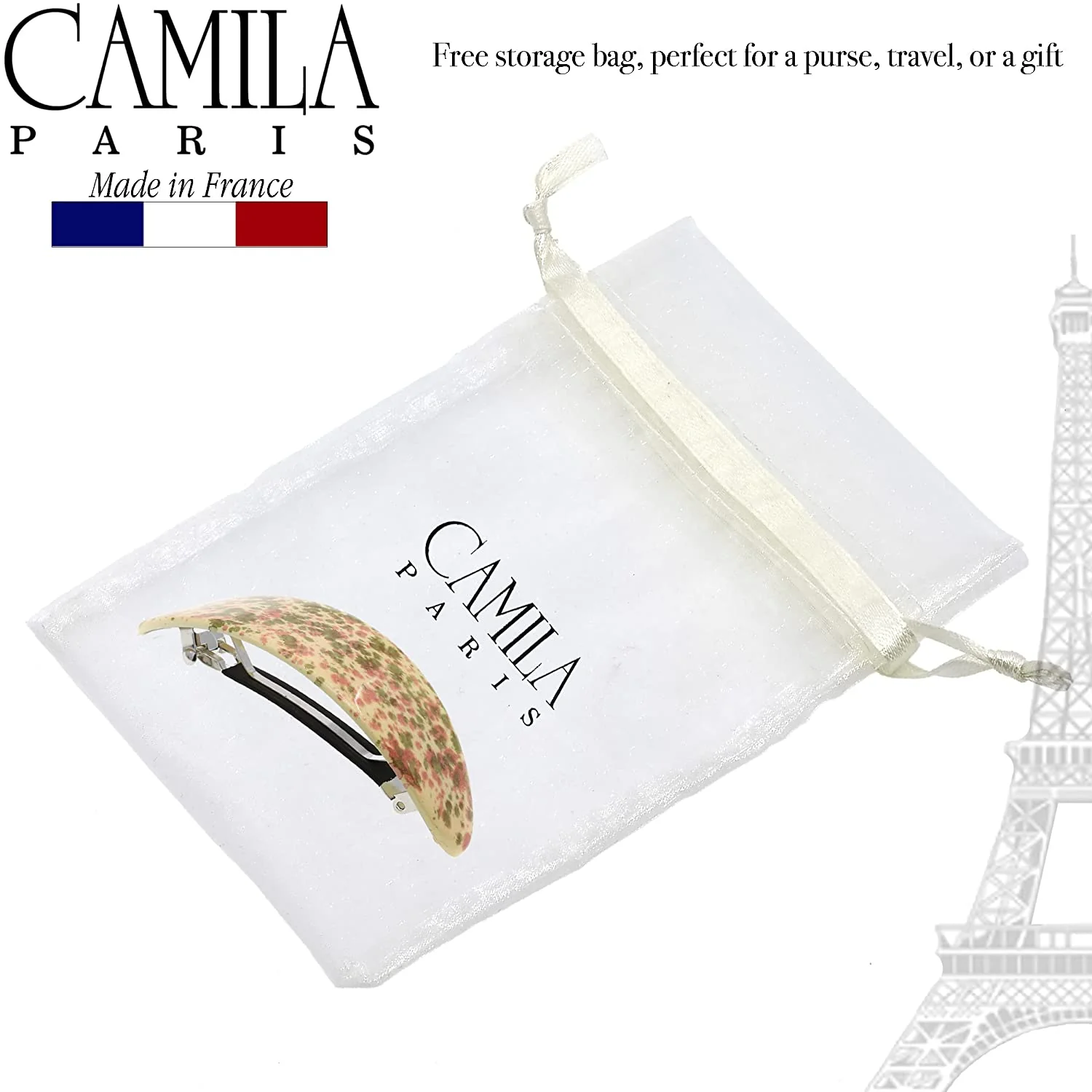 Camila Paris Large Hand Painted Oval No-Slip Barrette - Image 8