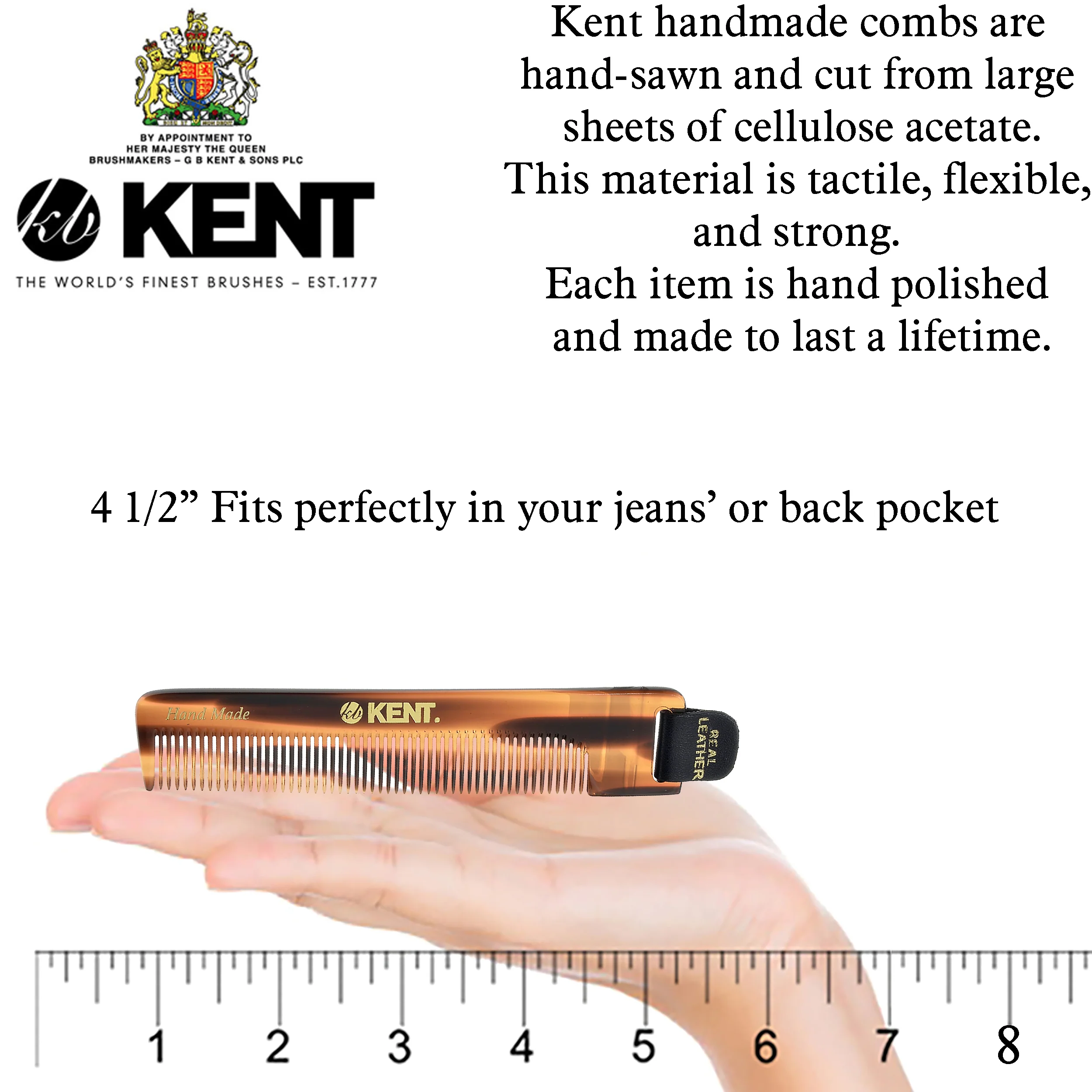Kent NU22 Fine Comb with Leather Case - Image 2