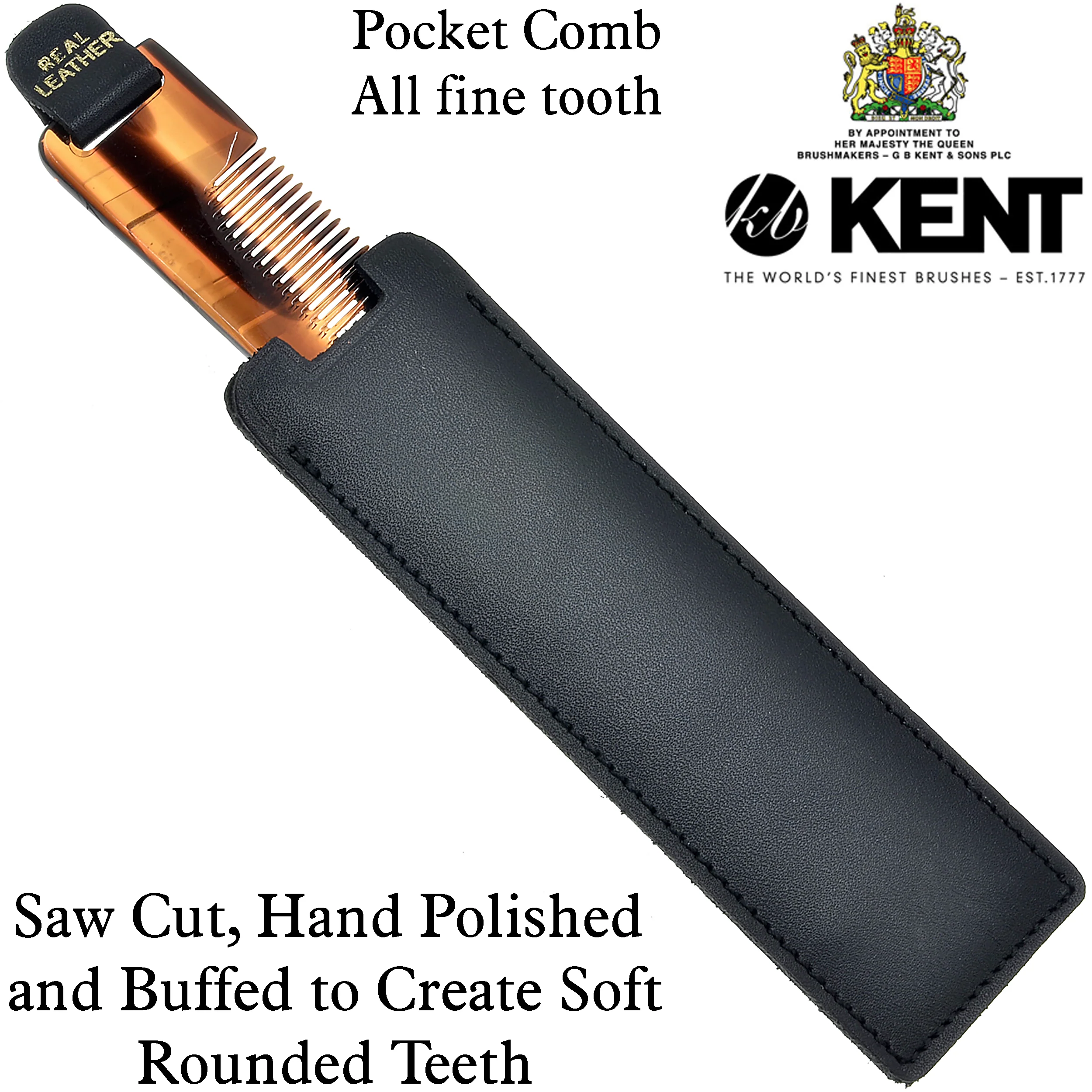 Kent NU22 Fine Comb with Leather Case - Image 4
